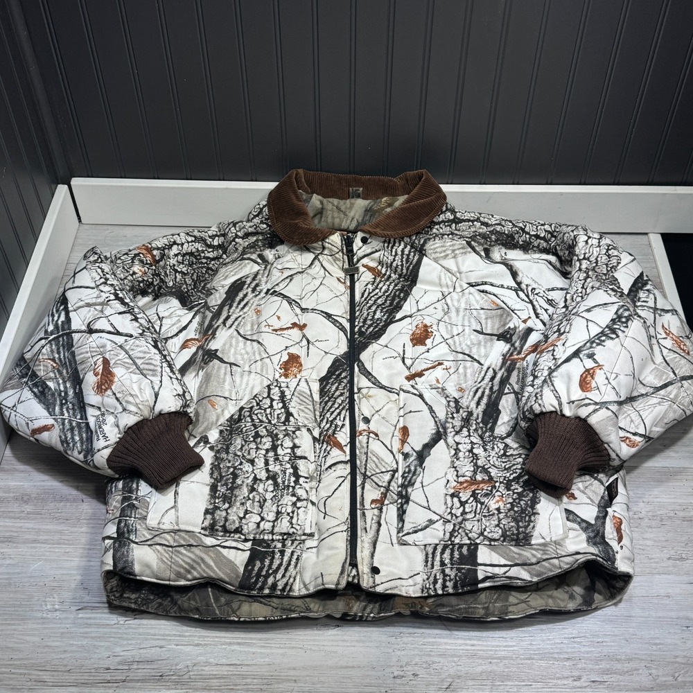 Vintage Walls Realtree Hardwoods Insulated Camo Reversible Bomber Jacket Sz L
